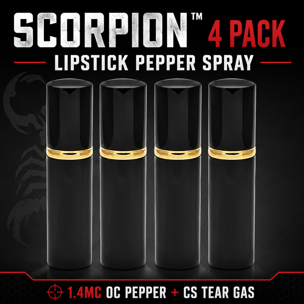 Scorpion Lipstick Pepper Spray™ with OC + CS Tear Gas — Discreet Self-Defense, 1/2 oz