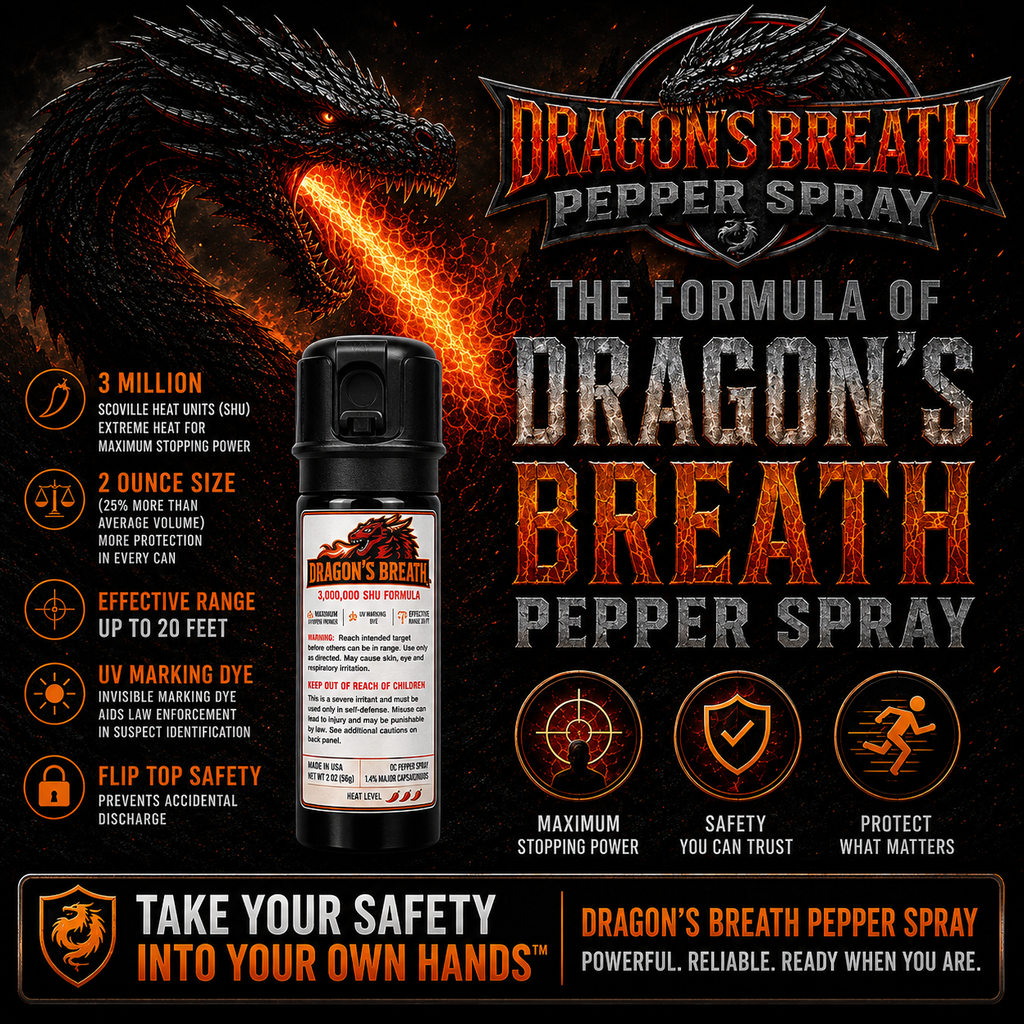 2OZ Dragon's Breath Pepper Spray™  with 1.4 MC, 2oz CarryMax™ Size, 20 Foot Range