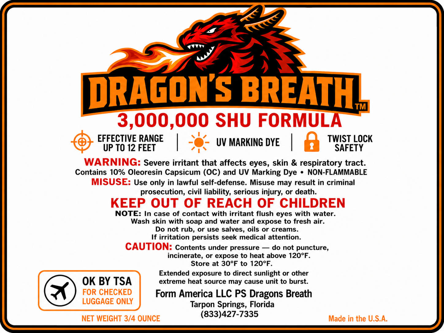 Dragon's Breath Pepper Spray™ — Wearable Self-Defense, 3/4 oz