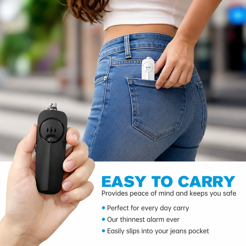 Resonant™ 133 dB Personal Alarm, LED Light, Ultra Slim, AAA Battery Powered