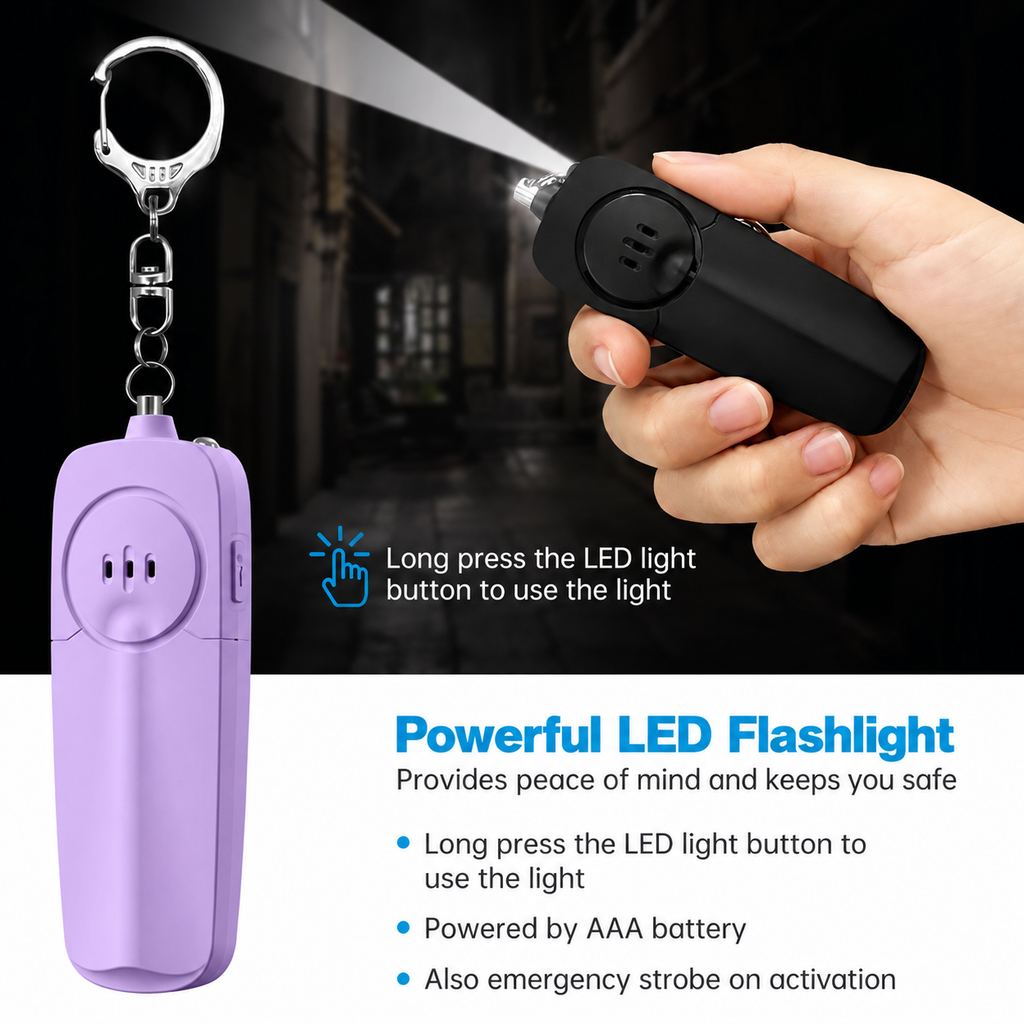 Resonant™ 133 dB Personal Alarm, LED Light, Ultra Slim, AAA Battery Powered