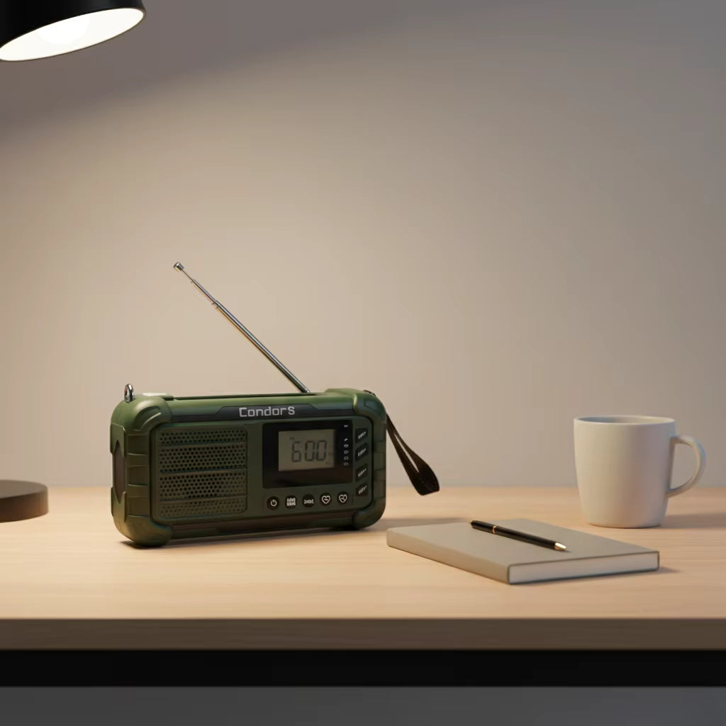 10,000mAh Digital Emergency Weather Radio with Solar, Hand Crank, 3AA Battery Backup, AM/FM/NOAA, Phone Charger, Multi-Mode Flashlight, LCD Clock, and SOS Alarm