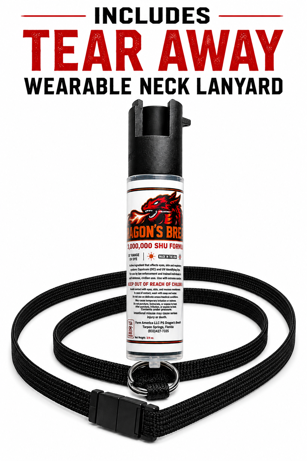 Dragon's Breath Pepper Spray™ — Wearable Self-Defense, 3/4 oz