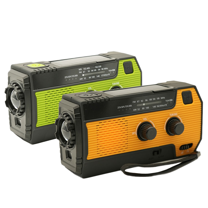 4000mAh Solar Hand Crank Emergency Weather Radio with AM/FM/NOAA, 3-Mode Flashlight, PIR Motion Sensor Reading Lamp, and Backup Power