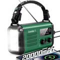 20,000mAh Survival Weather Radio with Solar, Hand Crank, NOAA AM/FM Dual Phone Charging, 120dB Alarm, Compass, Fire Starter, and Knife