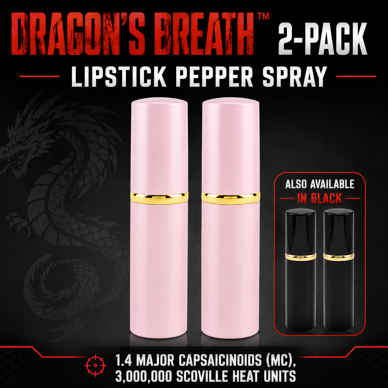 Dragon's Breath Lipstick Pepper Spray, Police Strength Legal 10% OC,UV Marking Dye for Purse,Pocket, Student Self Defense (Bulk Packaged)