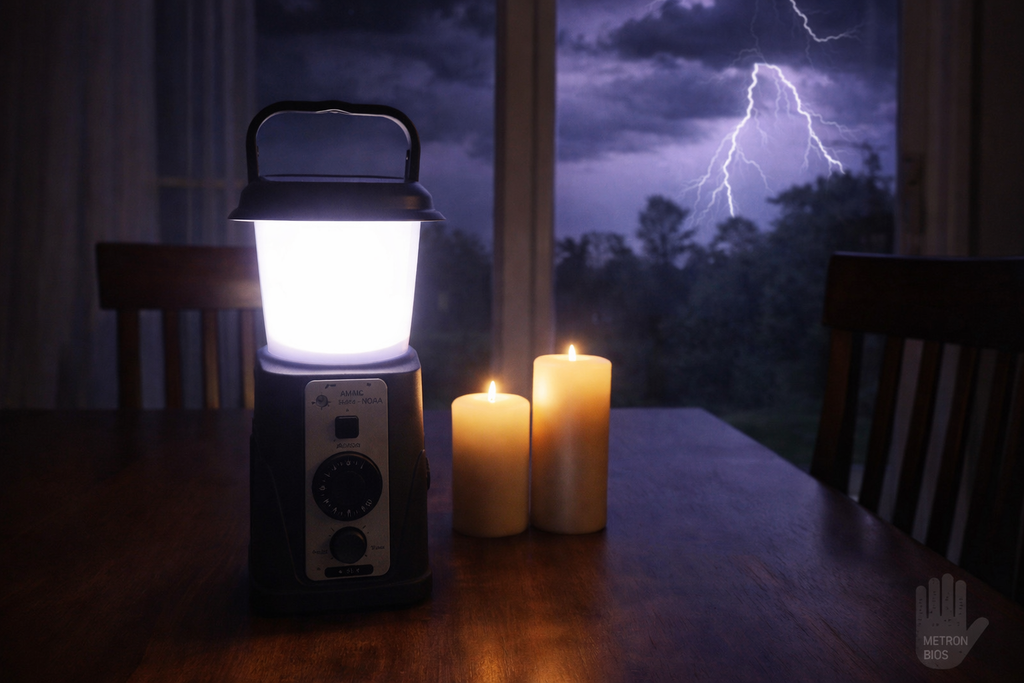 Solar Camping Lantern with AM/FM Radio, Phone Charger, Hand Crank, Hanging Light, SOS Alarm, and 5000mAh Power Bank, Rechargeable plus AAA Battery Backup