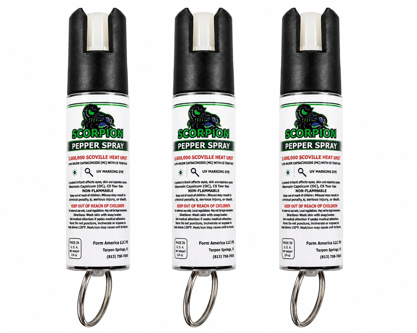 Scorpion Pepper Spray™ with OC + CS Tear Gas — Wearable, 3/4 oz, OC + Tear Gas