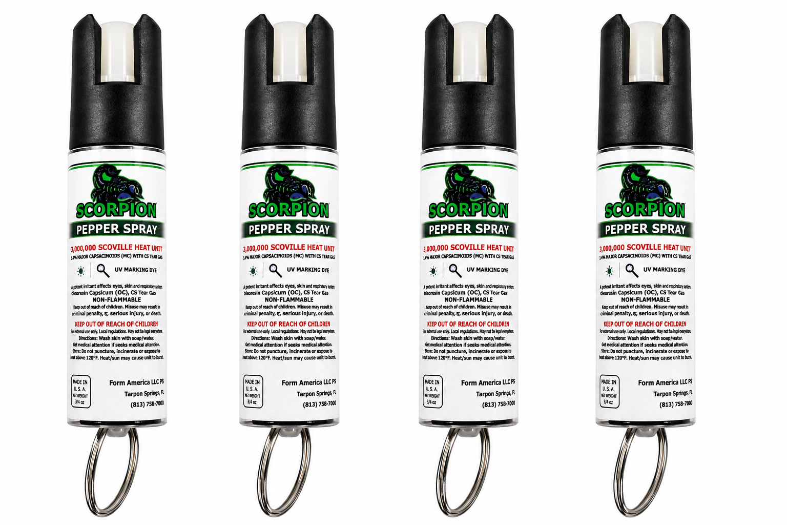Scorpion Pepper Spray™ with OC + CS Tear Gas — Wearable, 3/4 oz, OC + Tear Gas