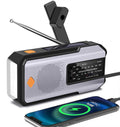 Compact Solar Emergency Weather Radio with 2000mAh Power Bank, AM/FM/NOAA, Front SOS Alarm Button, LED Flashlight, Cell Phone Charger, and Hand Crank